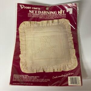 Vintage Vogart Crafts Net Darning Kit Cream Accent 14” Square Pillow Kit